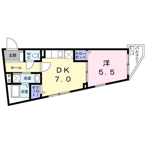 グレイン 町屋(1DK/3階)の間取り写真