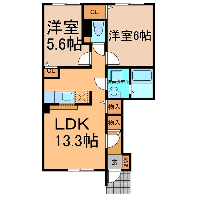 アプローズ(2LDK/1階)の間取り写真