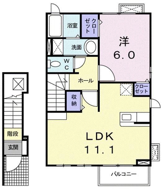 グラシアン(1LDK/2階)の間取り写真
