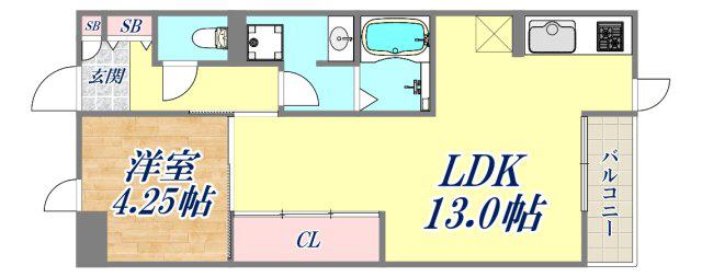 MEDUSELD南棟(1LDK/1階)の間取り写真