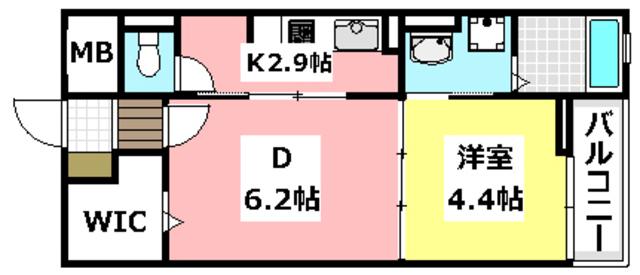 グランシャリオ・II(1DK/2階)の間取り写真
