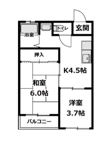 豊田第3コーポラス(2K/2階)の間取り写真