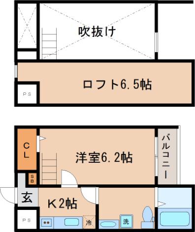 ART OCEAN 旧HUIS神戸(1K/2階)の間取り写真