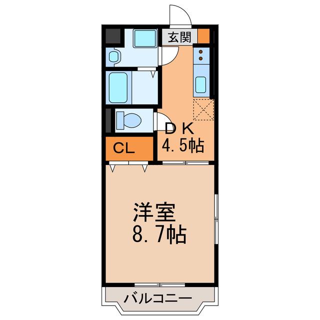 クラスト勝川(1DK/2階)の間取り写真