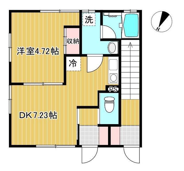ヴィレッジ仁井田B(1DK/1階)の間取り写真
