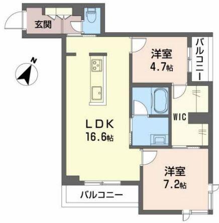 トリフォリア(2LDK/2階)の間取り写真