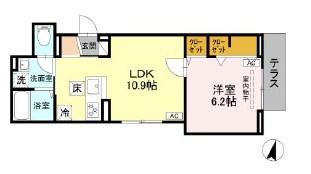 セレスティナ上十条(1LDK/1階)の間取り写真