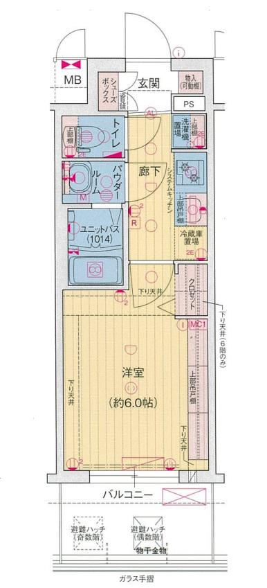 プレサンス京橋GREEN YARDアルミラ(1K/4階)の間取り写真