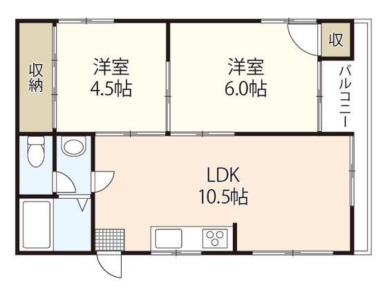 松岡マンション(2LDK/2階)の間取り写真