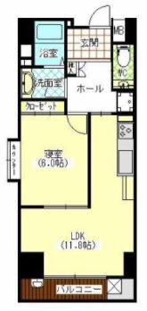 GARDEN昴(1LDK/4階)の間取り写真