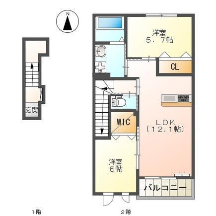 HELLO PLACE(2LDK/2階)の間取り写真