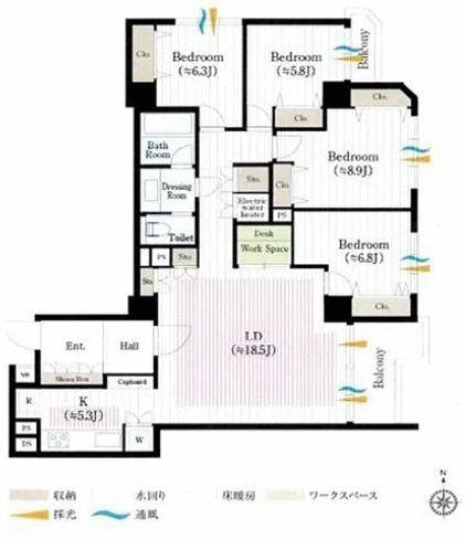 ルミナス一番町(4LDK/4階)の間取り写真