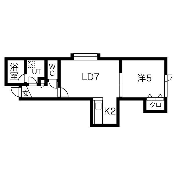 アメニティーズ新琴似(1LDK/2階)の間取り写真