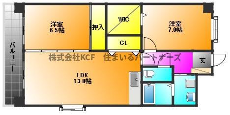 グリーンキャッスル(2LDK/3階)の間取り写真