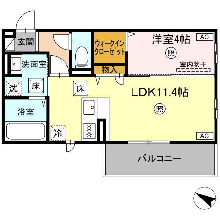 ピノ・ジョヴァーネ(1LDK/1階)の間取り写真