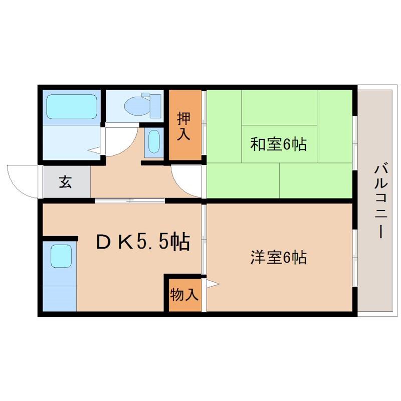 ルミエール(2DK/2階)の間取り写真