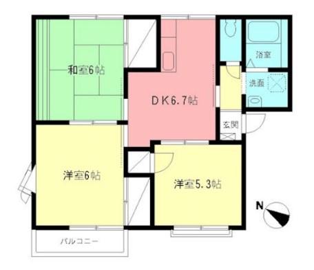 エイム III(3DK/2階)の間取り写真