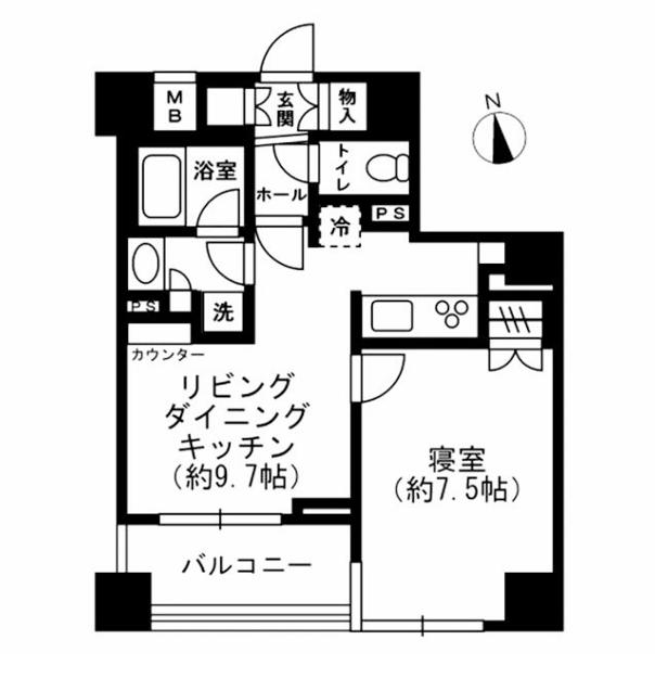 レジディア四谷三丁目(1LDK/3階)の間取り写真
