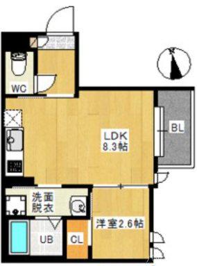 R-SMART井尻駅前(1LDK/3階)の間取り写真