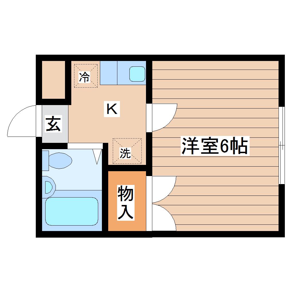 フォレストヒルズ台原(1K/2階)の間取り写真