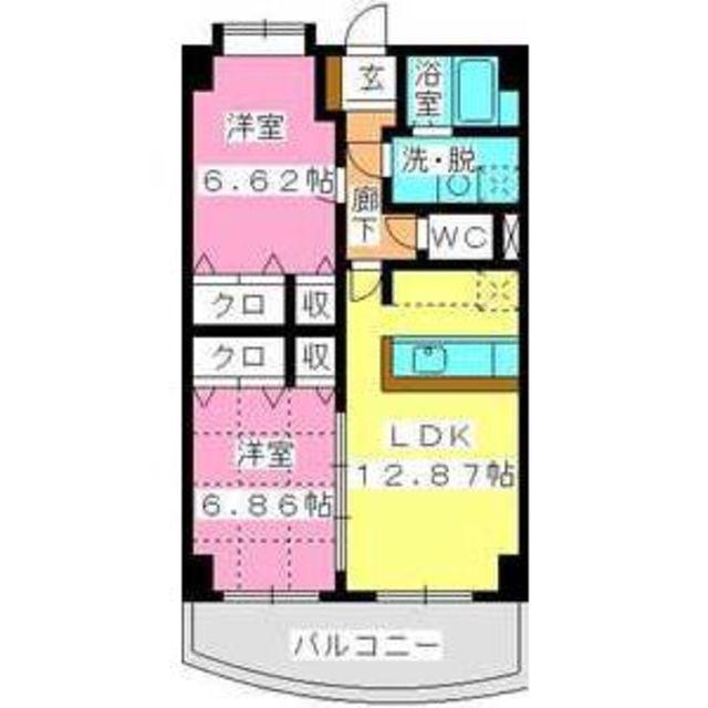プレミール拾六町(2LDK/3階)の間取り写真