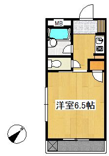みずきコート(1K/2階)の間取り写真