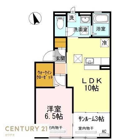 グランメール西岐波(1SLDK/2階)の間取り写真