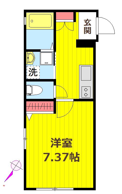 フォルス17(1K/1階)の間取り写真