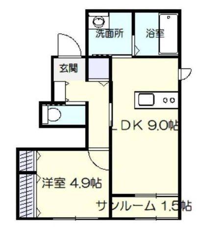ファレノプシス(1LDK/1階)の間取り写真