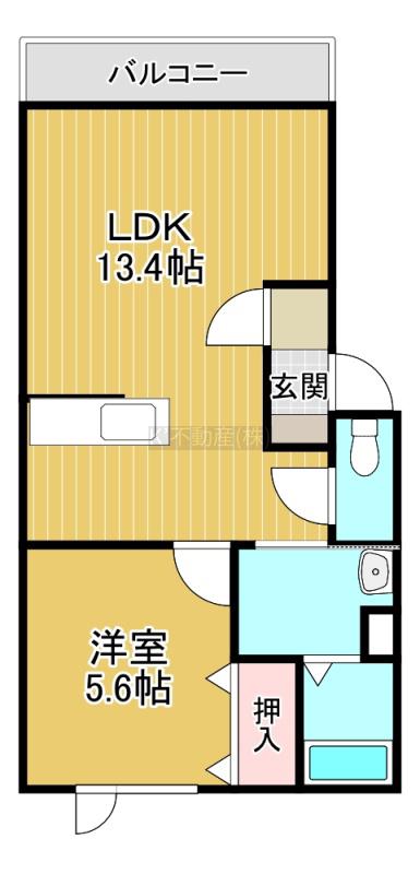 L UA (1LDK/1階)の間取り写真