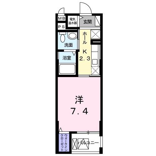 メゾンド リラクオーレ(1K/4階)の間取り写真