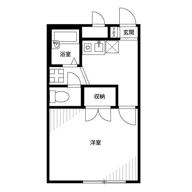 アムールとつかII(1K/2階)の間取り写真