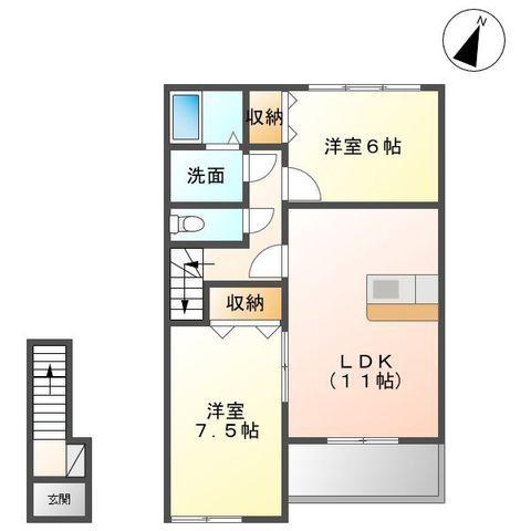 アヴァンティI(2LDK/2階)の間取り写真