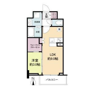 セレニテ谷町四丁目アリエ(1DK/2階)の間取り写真