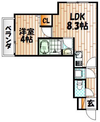 フロール・ド・セレッソII(1LDK/2階)の間取り写真