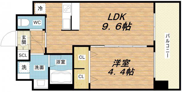 プレジオ弁天町ASIAN(1LDK/2階)の間取り写真