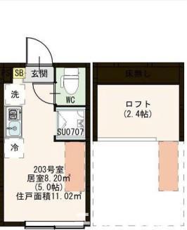 プルミエ沼袋(ワンルーム/2階)の間取り写真