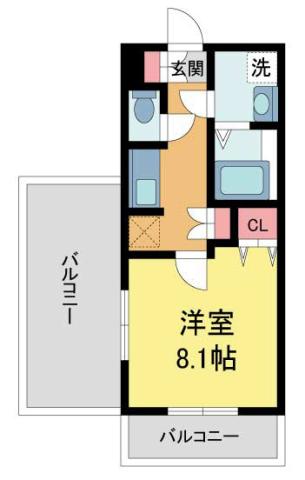 レジディア甲東園(1K/4階)の間取り写真