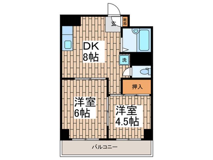 五反田コーポビアネーズ(2DK/2階)の間取り写真