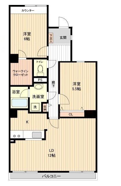 セレーノ大宮 E棟E棟(2LDK/1階)の間取り写真