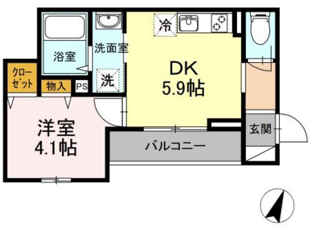 メルシー芙蓉10(1DK/3階)の間取り写真