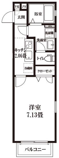 プランシェ妙蓮寺(1K/2階)の間取り写真