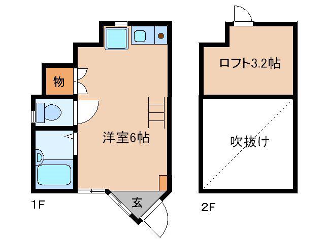 メゾネート上松(ワンルーム/1階)の間取り写真