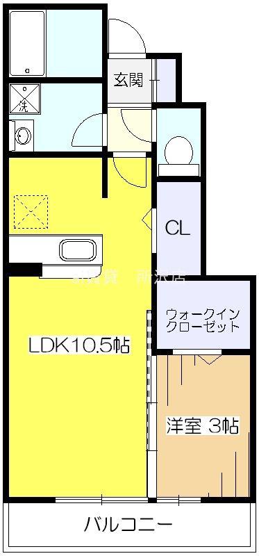 プリームスC(1LDK/1階)の間取り写真