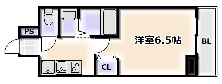 グランパシフィック難波南II(1K/4階)の間取り写真