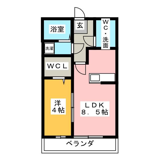 ハイム和C(1LDK/1階)の間取り写真