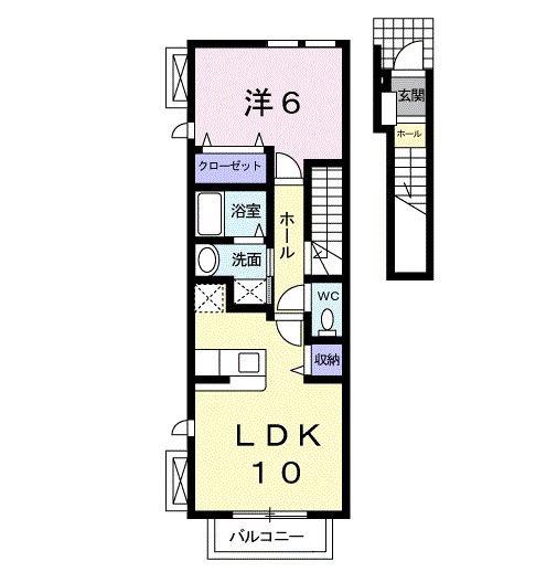 プロムナ-ドI(1LDK/2階)の間取り写真