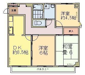 ブルネンハイム(3DK/2階)の間取り写真