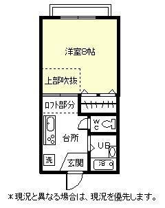 エディアス湯田 B(1K/2階)の間取り写真