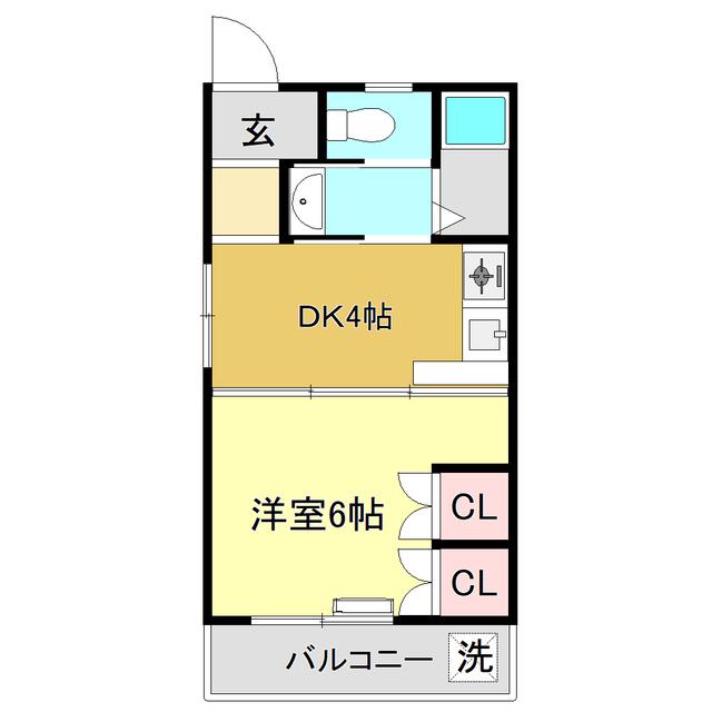 コスモハイツ高須IIB(1DK/3階)の間取り写真